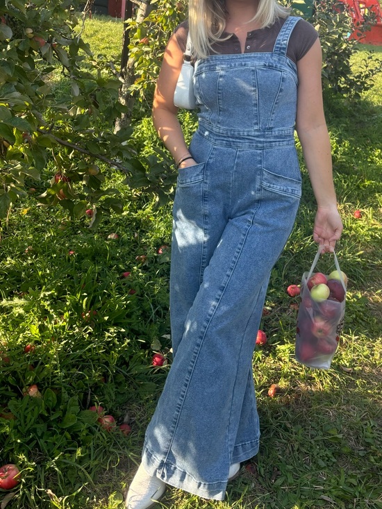 Forever 21 Denim - Forever 21 Light Blue Denim Wide-Leg Overalls